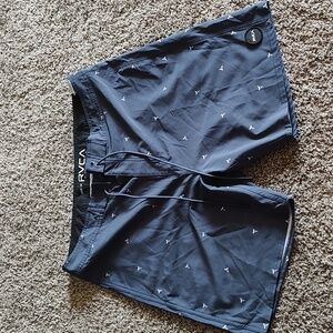 Men's RVCA deep blue shark tooth swim shorts size 36